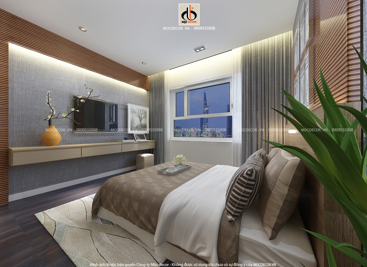 Thiết kế phòng ngủ căn hộ chung cư Sunrise Riverside