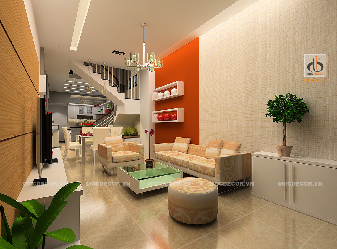 Phòng khách nhà phố hẹp